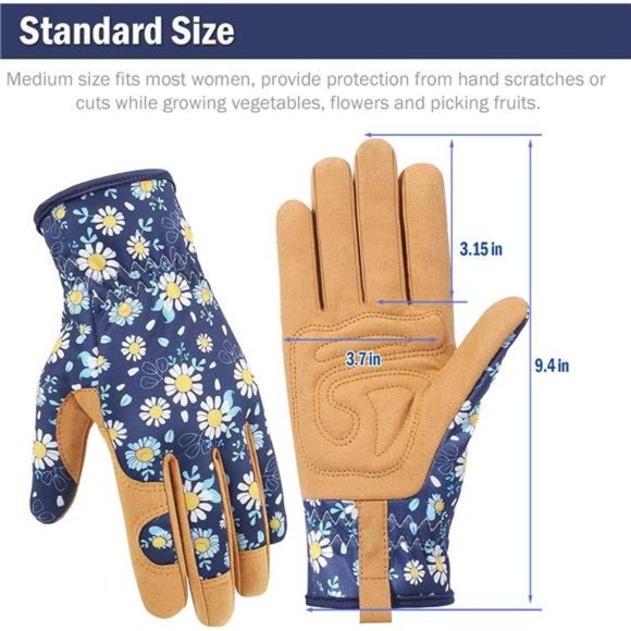 Women's Garden Weeding Work Gloves, Durable Leather and Coating - Picture 6 of 6